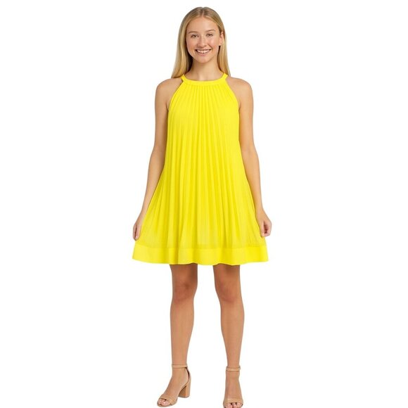 2/$30 ZARA Medium Yellow Pleated Sleeveless Dress Medium - Picture 1 of 15